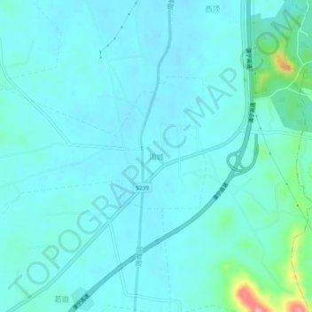 Topografisk kart Zhoucheng, høyde, relieff