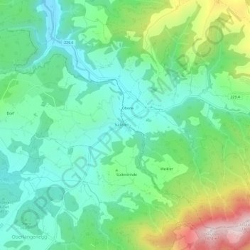 Topografisk kart Süderen, høyde, relieff