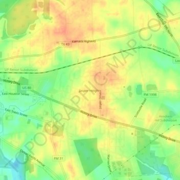 Topografisk kart Jasper Heights, høyde, relieff