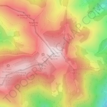 Topografisk kart Petit Ballon, høyde, relieff