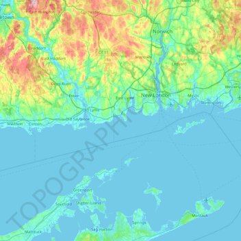 Topografisk kart Blackboys, høyde, relieff