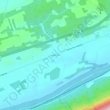Topografisk kart Locust Run, høyde, relieff