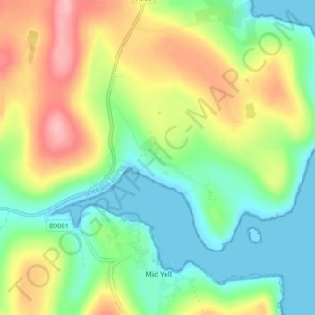 Topografisk kart Camb, høyde, relieff