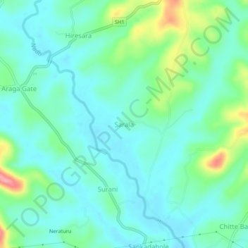 Topografisk kart Sarala, høyde, relieff