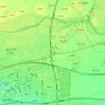 Topografisk kart Bayu, høyde, relieff