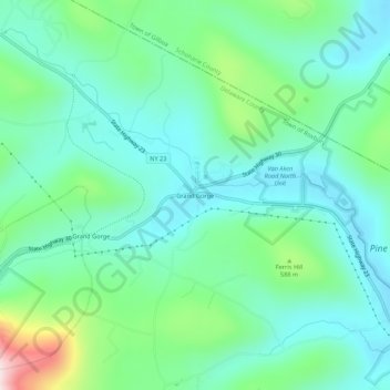 Topografisk kart Grand Gorge, høyde, relieff