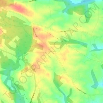 Topografisk kart Lurgan, høyde, relieff