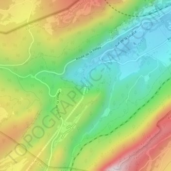 Topografisk kart Grotte de Vallorbe, høyde, relieff