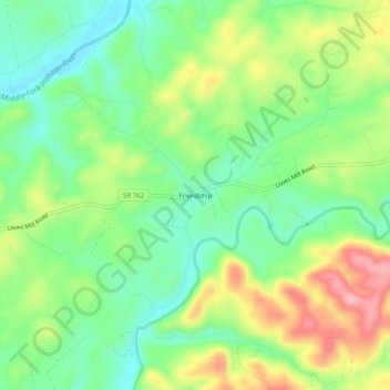 Topografisk kart Friendship, høyde, relieff
