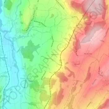 Topografisk kart Blessens, høyde, relieff