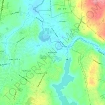 Topografisk kart Fox Hollow, høyde, relieff