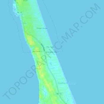 Topografisk kart Hargraves Beach, høyde, relieff
