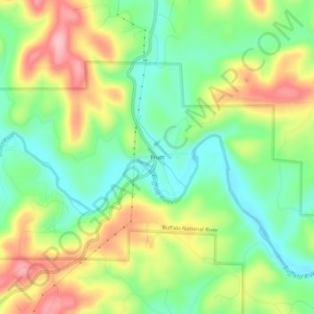 Topografisk kart Pruitt, høyde, relieff