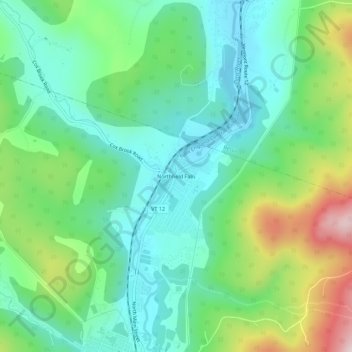 Topografisk kart Northfield Falls, høyde, relieff