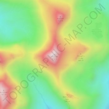 Topografisk kart Askival, høyde, relieff