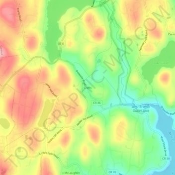 Topografisk kart Crafts, høyde, relieff