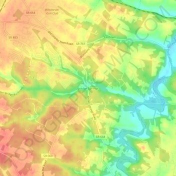 Topografisk kart Jordan Springs, høyde, relieff