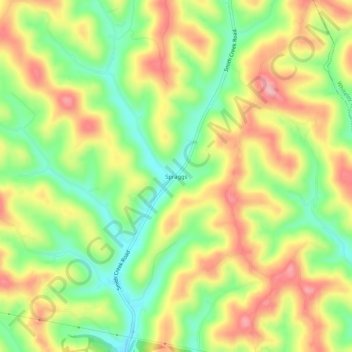 Topografisk kart Spraggs, høyde, relieff