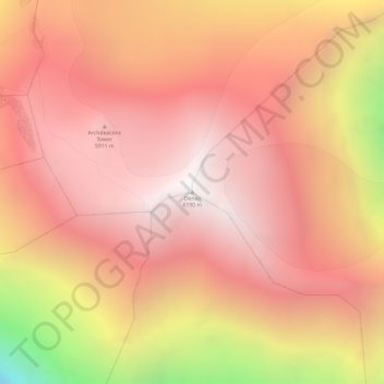 Topografisk kart Denali, høyde, relieff
