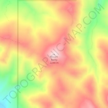 Topografisk kart Mount Baldy, høyde, relieff