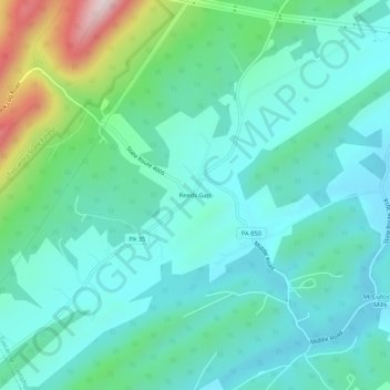 Topografisk kart Reeds Gap, høyde, relieff