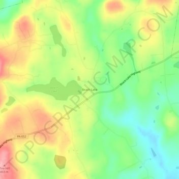 Topografisk kart Beach Lake, høyde, relieff