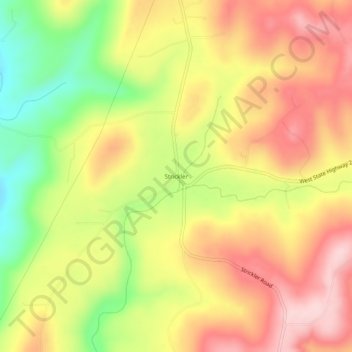 Topografisk kart Strickler, høyde, relieff