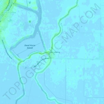 Topografisk kart New Hope Landing, høyde, relieff