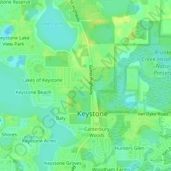 Topografisk kart Keystone Park, høyde, relieff