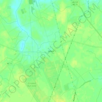 Topografisk kart Willard, høyde, relieff