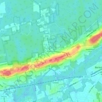 Topografisk kart Meyersville, høyde, relieff