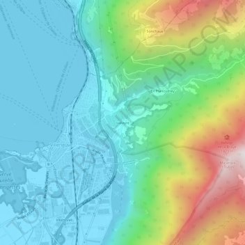 Topografisk kart Valleyre, høyde, relieff