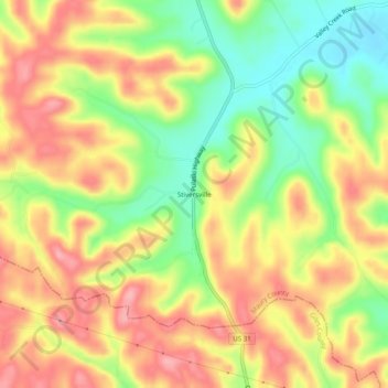 Topografisk kart Stiversville, høyde, relieff