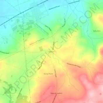 Topografisk kart Dryville, høyde, relieff