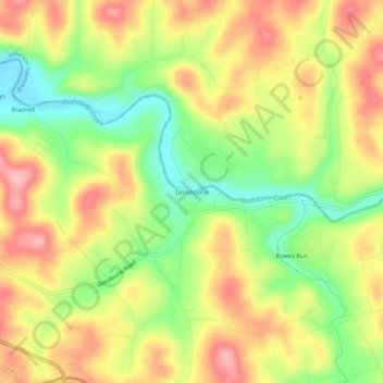 Topografisk kart Grindstone, høyde, relieff