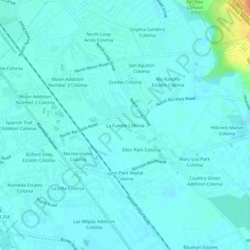 Topografisk kart La Fuente Colonia, høyde, relieff