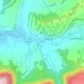 Topografisk kart Pont de Cran, høyde, relieff