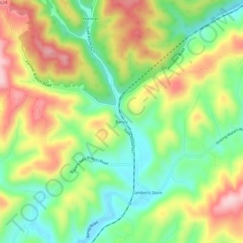 Topografisk kart Bandy, høyde, relieff