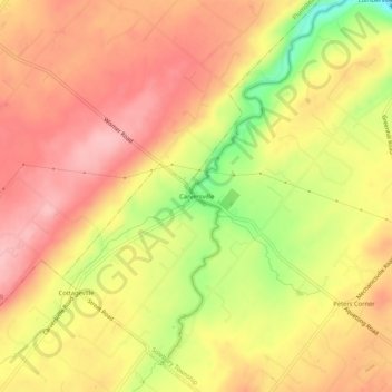 Topografisk kart Carversville, høyde, relieff