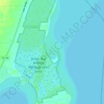 Topografisk kart Catfish Bay, høyde, relieff