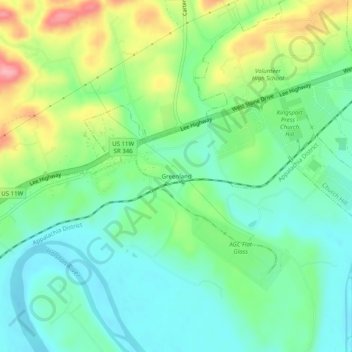 Topografisk kart Greenland, høyde, relieff