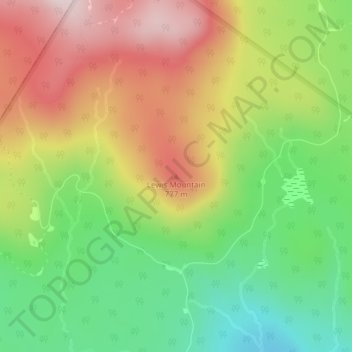 Topografisk kart Lewis Mountain, høyde, relieff