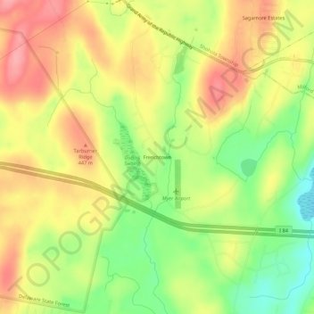Topografisk kart Frenchtown, høyde, relieff