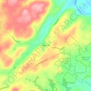 Topografisk kart Birchrunville, høyde, relieff