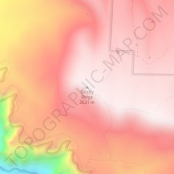 Topografisk kart Grizzly Ridge, høyde, relieff