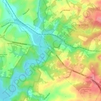 Topografisk kart Glen Falls, høyde, relieff