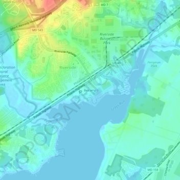 Topografisk kart Belcamp, høyde, relieff