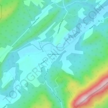 Topografisk kart East Waterford, høyde, relieff