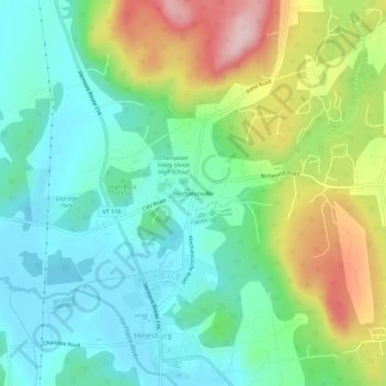 Topografisk kart Mechanicsville, høyde, relieff