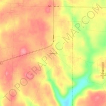 Topografisk kart Lickingville, høyde, relieff
